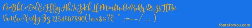 Fonte Scoothlane Script Demo Version – fontes laranjas em um fundo azul