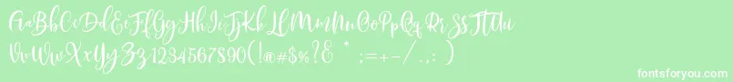 Czcionka Scoothlane Script Demo Version – białe czcionki na zielonym tle