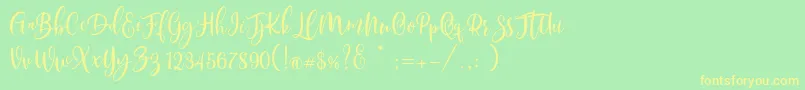 Scoothlane Script Demo Version Font – Yellow Fonts on Green Background