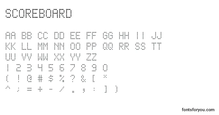 Schriftart Scoreboard (139788) – Alphabet, Zahlen, spezielle Symbole
