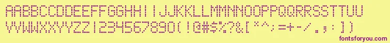 scoreboard-fontti – violetit fontit keltaisella taustalla