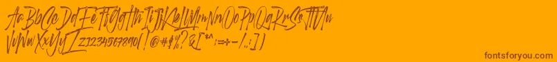 Scotland stories DEMO-Schriftart – Braune Schriften auf orangefarbenem Hintergrund