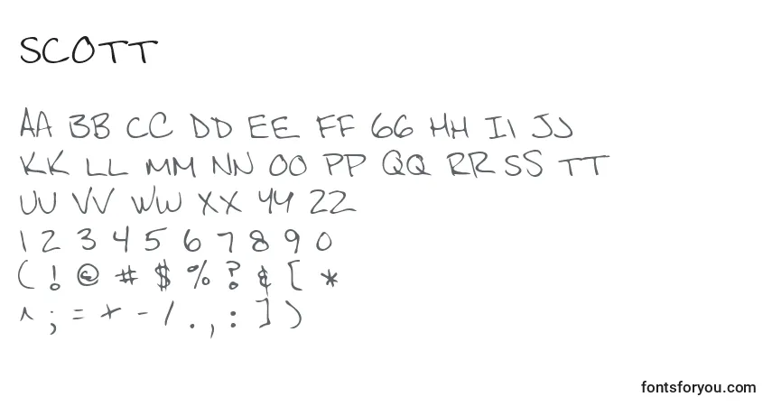 Шрифт SCOTT    (139791) – алфавит, цифры, специальные символы