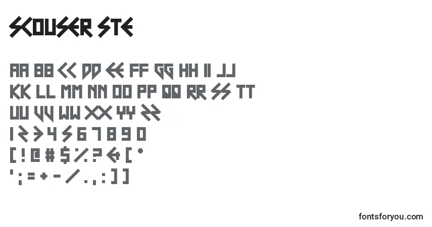 A fonte Scouser Ste – alfabeto, números, caracteres especiais