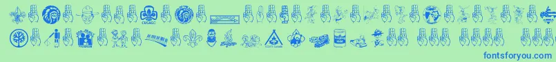 SCOUT015 Font – Blue Fonts on Green Background