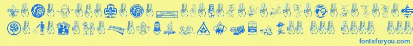 SCOUT015 Font – Blue Fonts on Yellow Background