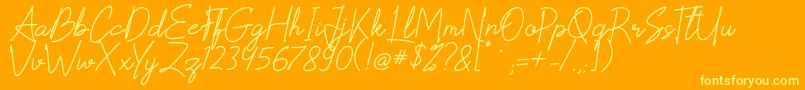 Scoutline-Schriftart – Gelbe Schriften auf orangefarbenem Hintergrund