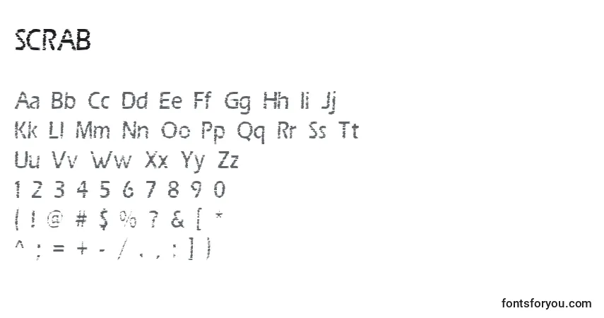A fonte SCRAB    (139796) – alfabeto, números, caracteres especiais