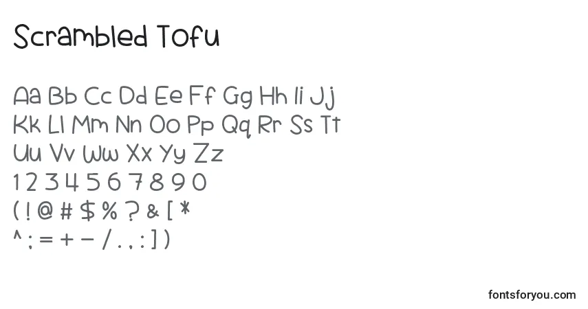 Schriftart Scrambled Tofu – Alphabet, Zahlen, spezielle Symbole