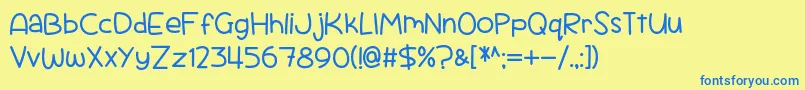 Scrambled Tofu Font – Blue Fonts on Yellow Background