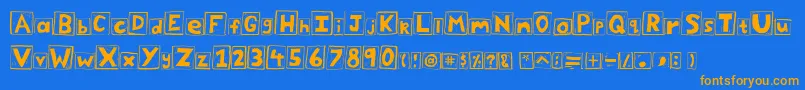Weitere Informationen zur Scraper-Schriftart Scraper-Schriftart – Orangefarbene Schriften auf blauem Hintergrund