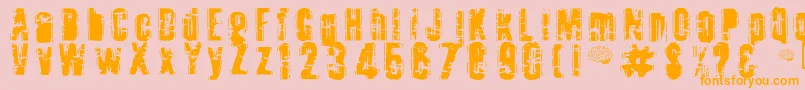 Toota-Schriftart – Orangefarbene Schriften auf rosa Hintergrund