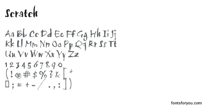 Schriftart Scratch (139801) – Alphabet, Zahlen, spezielle Symbole