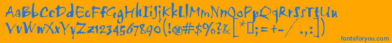 Scratch Font – Blue Fonts on Orange Background