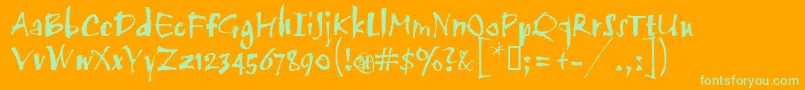 Scratch Font – Green Fonts on Orange Background