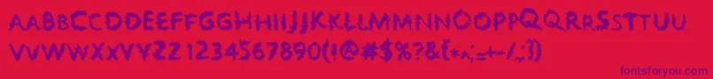 Scratchers-Schriftart – Violette Schriften auf rotem Hintergrund