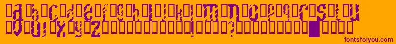 SCRATCHY-Schriftart – Violette Schriften auf orangefarbenem Hintergrund