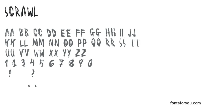 A fonte SCRAWL   (139804) – alfabeto, números, caracteres especiais