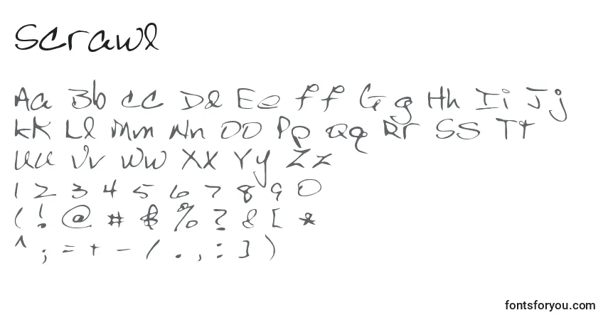 A fonte Scrawl (139805) – alfabeto, números, caracteres especiais