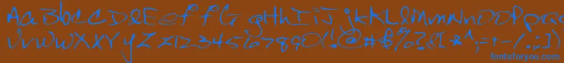 Fonte Scrawl – fontes azuis em um fundo marrom