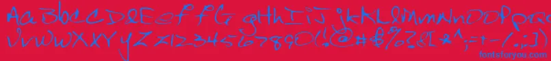 フォントScrawl – 赤い背景に青い文字