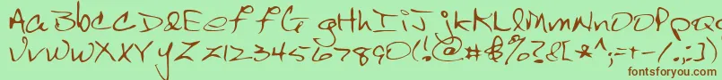 Scrawl-Schriftart – Braune Schriften auf grünem Hintergrund
