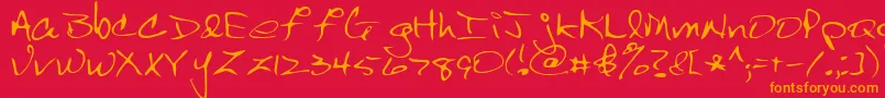 Scrawl Font – Orange Fonts on Red Background