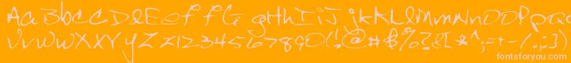 Scrawl-fontti – vaaleanpunaiset fontit oranssilla taustalla
