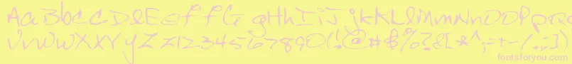 Scrawl-Schriftart – Rosa Schriften auf gelbem Hintergrund