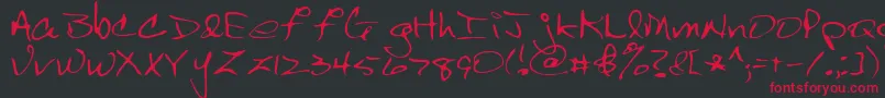 Scrawl Font – Red Fonts on Black Background