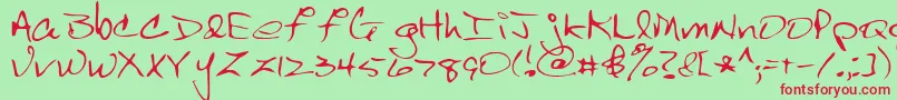 フォントScrawl – 赤い文字の緑の背景