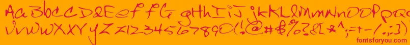フォントScrawl – オレンジの背景に赤い文字