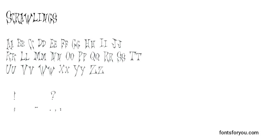 A fonte Scrawlings (139808) – alfabeto, números, caracteres especiais