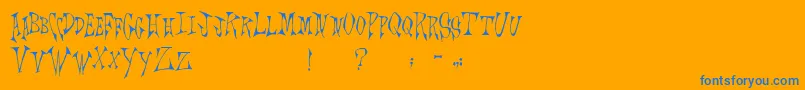 Scrawlings Font – Blue Fonts on Orange Background