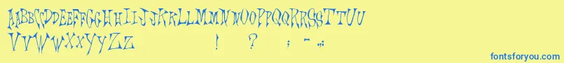 Scrawlings Font – Blue Fonts on Yellow Background