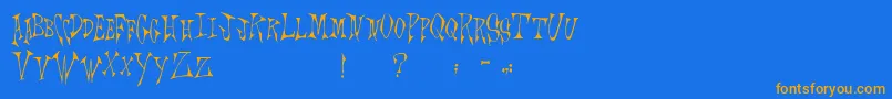 Scrawlings Font – Orange Fonts on Blue Background