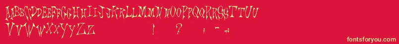 Fonte Scrawlings – fontes amarelas em um fundo vermelho