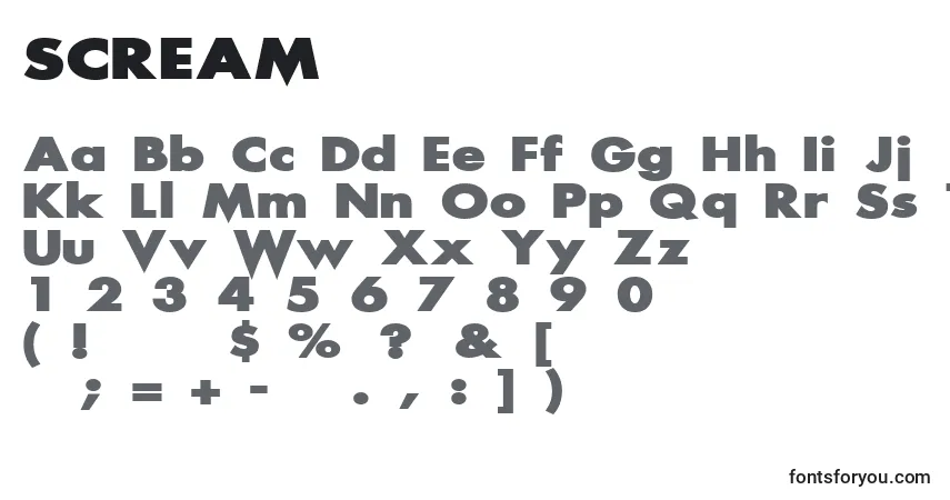 A fonte SCREAM   (139809) – alfabeto, números, caracteres especiais