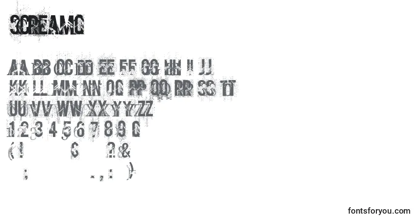 Schriftart Screamo (139810) – Alphabet, Zahlen, spezielle Symbole