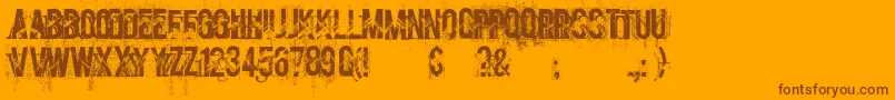 screamo-Schriftart – Braune Schriften auf orangefarbenem Hintergrund