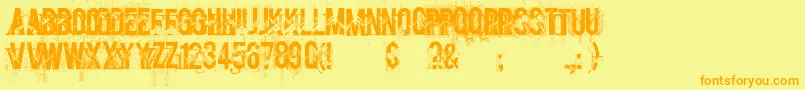 screamo-Schriftart – Orangefarbene Schriften auf gelbem Hintergrund