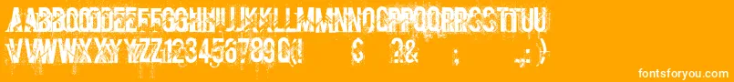 screamo-Schriftart – Weiße Schriften auf orangefarbenem Hintergrund