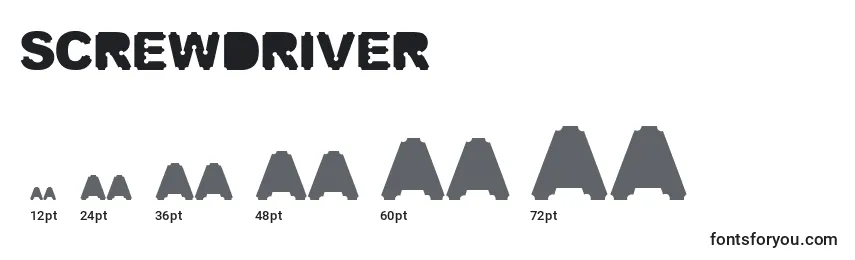 Размеры шрифта Screwdriver