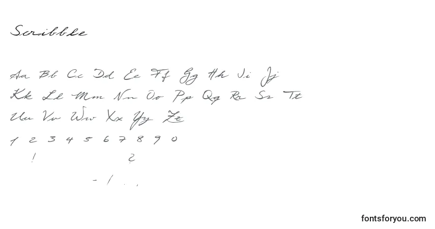Schriftart Scribble (139814) – Alphabet, Zahlen, spezielle Symbole