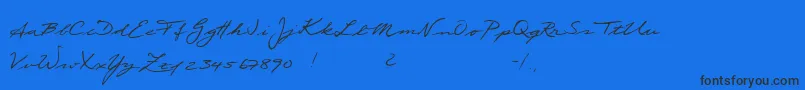 Scribble-Schriftart – Schwarze Schriften auf blauem Hintergrund