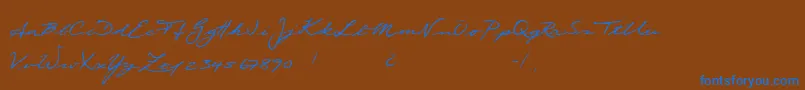 Scribble-Schriftart – Blaue Schriften auf braunem Hintergrund