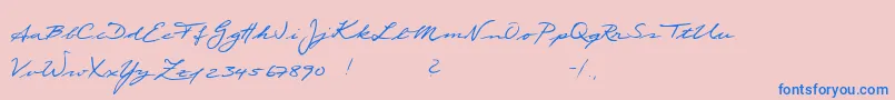 Scribble-Schriftart – Blaue Schriften auf rosa Hintergrund