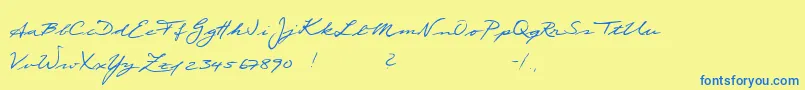 Scribble-Schriftart – Blaue Schriften auf gelbem Hintergrund