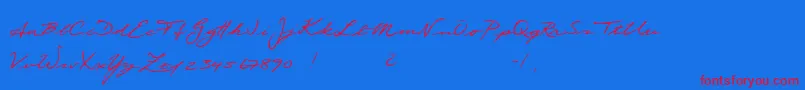 Scribble-Schriftart – Rote Schriften auf blauem Hintergrund