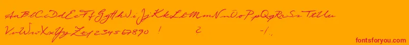 Scribble-Schriftart – Rote Schriften auf orangefarbenem Hintergrund